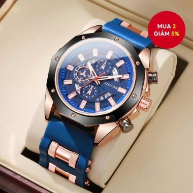 Đồng hồ thạch anh thể thao nam dây silicon lịch ngày hiện đại, giá 117.700₫