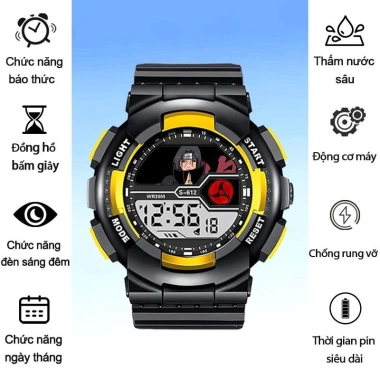 Đồng hồ thể thao điện tử Itachi Sasuke chống nước thời trang mới phù hợp bé trai & bé gái giá ưu đãi 147,133₫