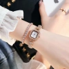 Đồng hồ thời trang nữ DZG D4 mặt vuông 4 cườm, dây kim loại hot - Giá 33.000₫ 4