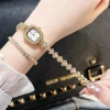 Đồng hồ thời trang nữ DZG D4 mặt vuông 4 cườm, dây kim loại hot - Giá 33.000₫ 8