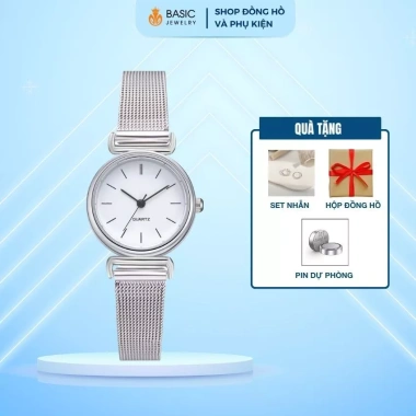 Đồng hồ thời trang nữ mặt tròn 22mm dây kim loại MONO bạc Giá chỉ 154.000₫ DH07