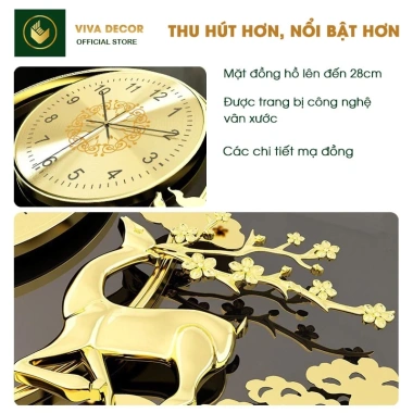 Đồng Hồ Treo Tường HƯƠU TÀI LỘC Kim Trôi Cao Cấp VIVA DECOR Lianzhang V293 Giá ưu đãi 969.000₫