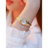 Đồng hồ vòng tay thép không gỉ vàng bạc, họa tiết bướm đính kim cương, giá ưu đãi cho nữ 8