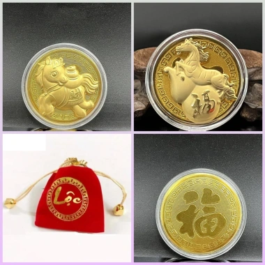 Đồng xu hình Ngựa 2.026 - 3 mẫu, kèm túi đỏ may mắn, giá ưu đãi 9.000₫ 4
