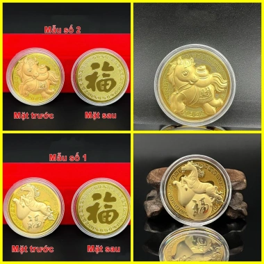 Đồng xu hình Ngựa 2.026 - 3 mẫu, kèm túi đỏ may mắn, giá ưu đãi 9.000₫ 7