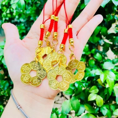 Đồng Xu Màu Cổ Hoa Mai 5 Cánh 3cm Kèm Dây Treo May Mắn - Rước Tài Lộc Giá 6.360đ