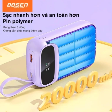 Dosen PD22.5W Power Bank Dây Đôi, LED, 10.000-42.000mAh - Sạc Nhanh, Siêu Nhẹ 5