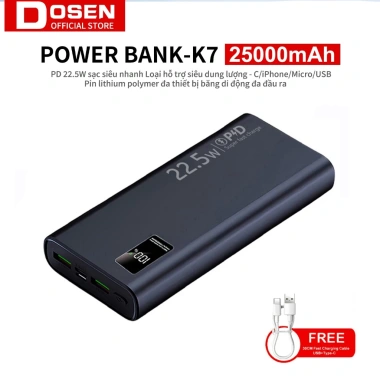 Dosen Pro K7 PD 22.5W - Sạc nhanh 10.000-50.000mAh, Pin dự phòng LED tích hợp, giá chỉ 228.626 VND 10