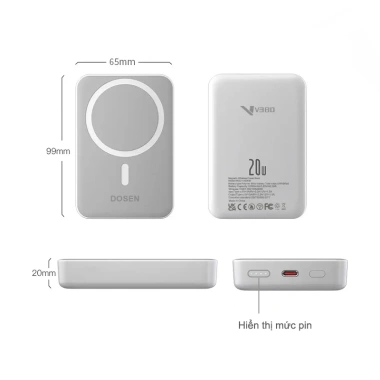 Dosen Pro Mini Power Bank 12.000mAh 22.5W Sạc Nhanh Không Dây với Nam Châm - Giá 300.909đ 7 Dosen Pro Mini Power Bank 12.000mAh 22.5W Sạc Nhanh Không Dây với Nam Châm - Giá 300.909đ 7