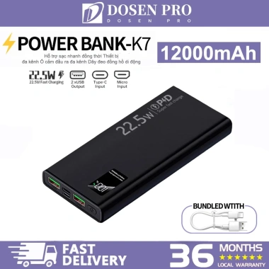 Dosen Pro PD22.5W Sạc Dự Phòng 10.000-12.000mAh, Màn Hình LED Tích Hợp - Giá 228.626 VND