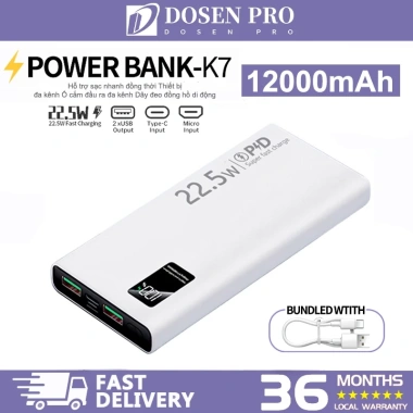 Dosen Pro PD22.5W Sạc Dự Phòng 10.000-12.000mAh, Màn Hình LED Tích Hợp - Giá 228.626 VND