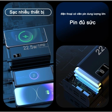Dosen Pro Power Bank PD 22.5W - Pin 10.000‑50.000mAh, Màn Hình LED Tích Hợp, Giá 228.626₫ 6