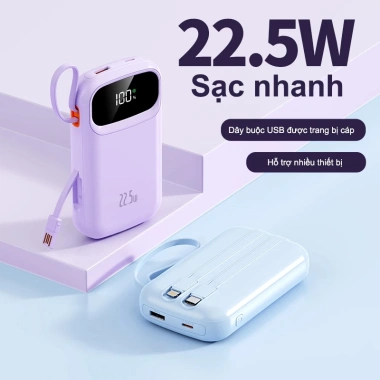 DOSEN PRO Sạc dự phòng 25.000mAh PD 22.5W Dây đôi, màn hình LED, thiết kế di động, giá 389.800₫ 3