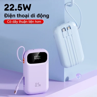 DOSEN PRO Sạc dự phòng 25.000mAh PD 22.5W Dây đôi, màn hình LED, thiết kế di động, giá 389.800₫ 5