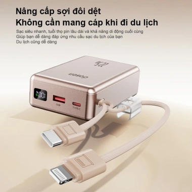 Dosen sạc dự phòng PD 22.5W 10.000-20.000mAh dây đôi, màn hình LED tích hợp - Đầy năng lượng mọi nơi