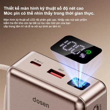 Dosen sạc dự phòng PD 22.5W 10.000-20.000mAh dây đôi, màn hình LED tích hợp - Đầy năng lượng mọi nơi