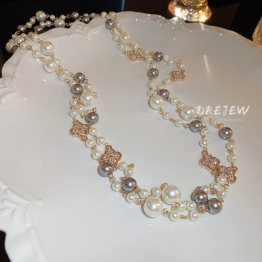 DREJEW Dây Chuyền Dáng Dài Mặt Hoa Ngọc Trai - Hàn Quốc, Vòng Cổ Nữ Giá 120k
