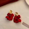 DREJEW Khuyên Tai Hình Cánh Hoa Hồng Đỏ - Phong Cách Trung Hoa Cổ Điển Mùa Xuân Năm Mới 7