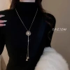 DREJEW Vòng cổ tua rua điều chỉnh, kim cương, ngọc trai - Dây chuyền áo len Hàn Quốc