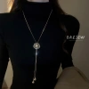 DREJEW Vòng cổ tua rua điều chỉnh, kim cương, ngọc trai - Dây chuyền áo len Hàn Quốc 5