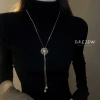 DREJEW Vòng cổ tua rua điều chỉnh, kim cương, ngọc trai - Dây chuyền áo len Hàn Quốc 8