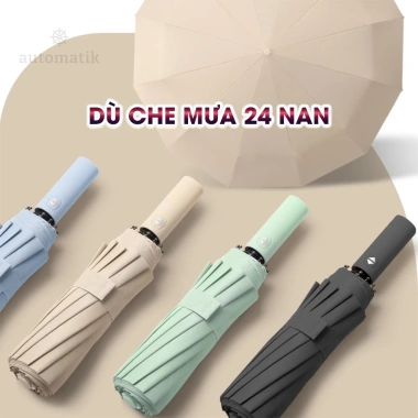 Dù Che Mưa Nắng Tự Động Mini 24 Nan Gấp Gọn, 2 Người Ngoài Trời, Chống Lật, Cản 99% UV - 108.400 VND 2