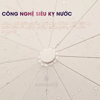 Dù Che Mưa Nắng Tự Động Mini 24 Nan Gấp Gọn, 2 Người Ngoài Trời, Chống Lật, Cản 99% UV - 108.400 VND 4