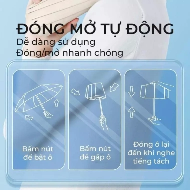 Dù Tự Động Chống Nắng Che Mưa 24 Nan Polyester - Chống Thấm, Gấp Gọn, Đa Năng, Tiện Lợi 82.320 VND 7
