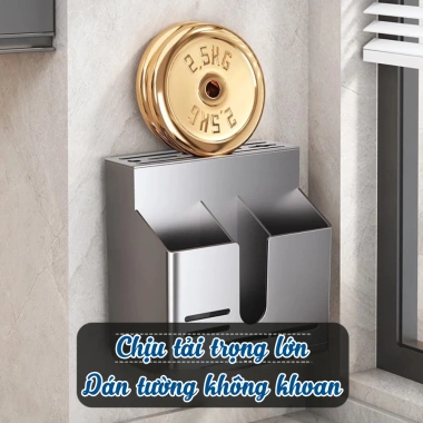 Đũa Dao Kèm Khay Thoát Nước Gắn Tường, Hộp Đựng Dao Kéo Nhà Bếp Không Cần Khoan 43.000 VND