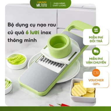 Dụng Cụ Bào Nạo Rau Củ Quả 6 Lưỡi Dao Inox 304 JYoohome Bào Sợi An Toàn Tiện Lợi 39k
