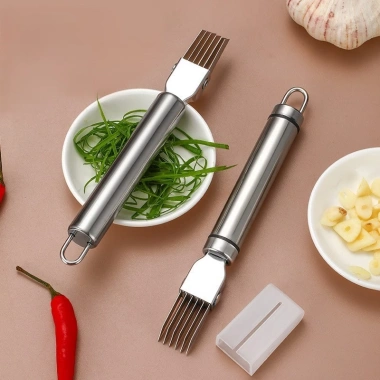 Dụng Cụ Cắt Hành Tỏi Tiện Lợi - Dao Chẻ Hành Lá 6 Lưỡi Thép Không Gỉ Giá 26.900₫
