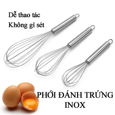 Dụng cụ đánh trứng cầm tay inox, phới lồng tròn mạnh, khuấy bột và đánh kem chỉ 19.900 VNĐ