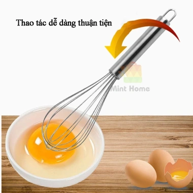Dụng cụ đánh trứng cầm tay inox, phới lồng tròn mạnh, khuấy bột và đánh kem chỉ 19.900 VNĐ