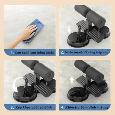 Dụng Cụ Kê Chân Tập Gập Bụng Cao Cấp - 2 Đế Hút Chân Không Trượt, Kèm Dây Kháng Lực Đa Năng, Tiết Kiệm Không Gian, Giá 99.000₫