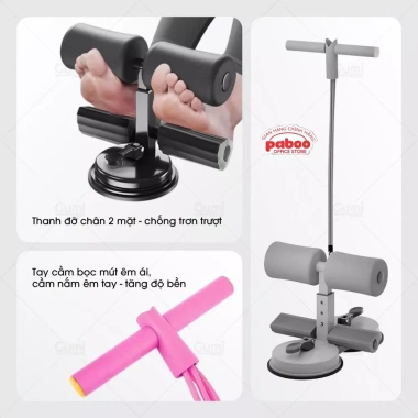 Dụng cụ tập cơ bụng PABOO đa năng tại nhà - 2 đế hút chân không, trụ chữ T, giảm eo béo, chỉ 95.000 VND 4