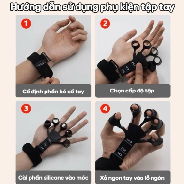 Dụng Cụ Tập Ngón Tay 6 Mức Kháng Lực - Bộ Dây Đeo 5 Ngón, Tăng Sức Mạnh 7
