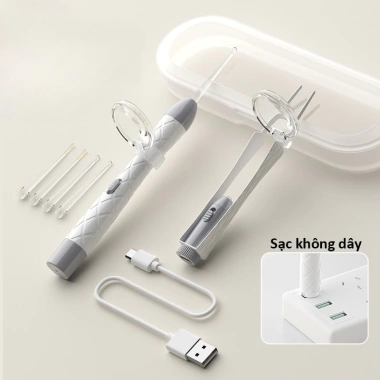 Dụng Cụ Vệ Sinh Tai Silicon Đèn LED cho Bé – An toàn, Thìa Đào Tai – 57.330₫