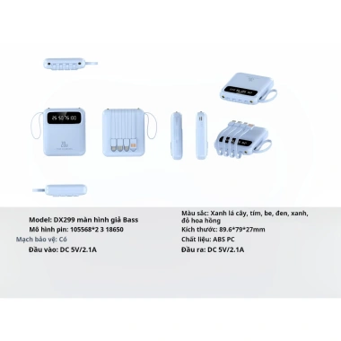 DX299 Mini Square 20.000mAh: Sạc nhanh 22.5W, hiển thị, chống trầy, chỉ 15.000₫