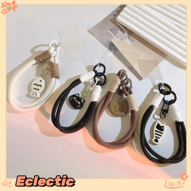Eclectic Dây Đeo Điện Thoại Bện Ngắn - Mèo Đen & Cá, Bảo Vệ Smartphone, 13.200₫