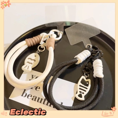 Eclectic Dây Đeo Điện Thoại Bện Ngắn - Mèo Đen & Cá, Bảo Vệ Smartphone, 13.200₫
