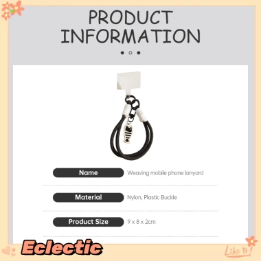 Eclectic Dây Đeo Điện Thoại Bện Ngắn - Mèo Đen & Cá, Bảo Vệ Smartphone, 13.200₫
