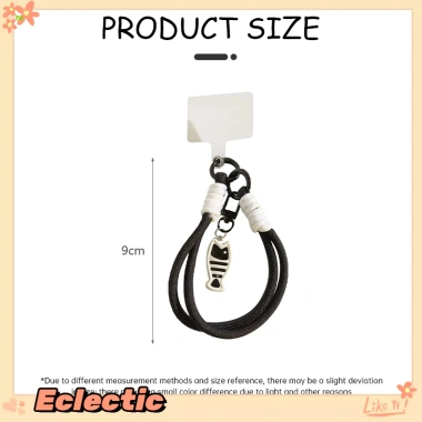 Eclectic Dây Đeo Điện Thoại Bện Ngắn - Mèo Đen & Cá, Bảo Vệ Smartphone, 13.200₫