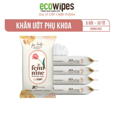 EcoWipes Túi 50 Gói Khăn Ướt Vệ Sinh Phụ Nữ Hương Hoa Kháng Khuẩn An Toàn Tiện Lợi Giá 121.550 VND 10