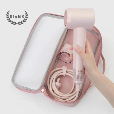 ElgMK Hộp đựng máy sấy tóc và máy duỗi tóc trong suốt - Hộp du lịch di động mới, tiện lợi 3