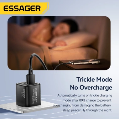 Essager 20W Type‑C + USB‑A Bộ sạc nhanh du lịch, hỗ trợ iPhone, Android – Giá ưu đãi 113.000₫