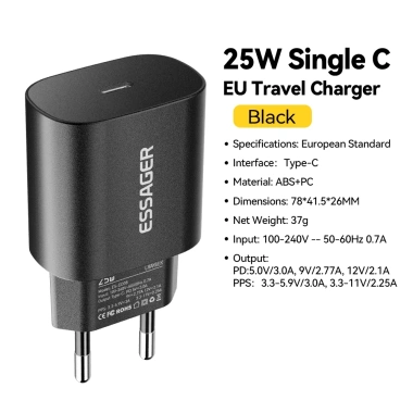 Essager 25W EU Type-C – Bộ sạc nhanh du lịch, sạc điện thoại, giảm còn 100.800₫ 9 Essager 25W EU Type-C – Bộ sạc nhanh du lịch, sạc điện thoại, giảm còn 100.800₫ 9