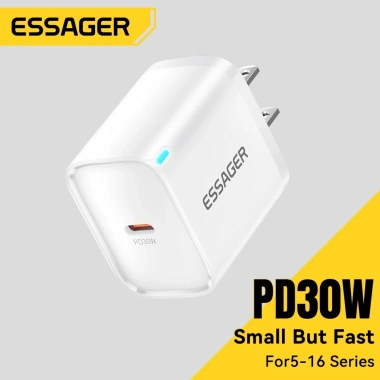 Essager 30W GaN USB Type-C PD Sạc Nhanh QC 3.0 cho iPhone 13-16 Pro Max, Mini iPad - Giá chỉ 118.300 đ
