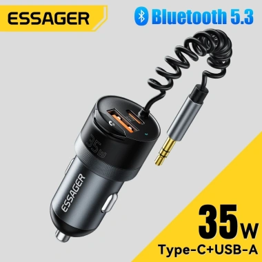 Essager Bộ sạc xe hơi USB-A + Type-C Bluetooth không dây 5.3 Micrô tích hợp - 261.580₫