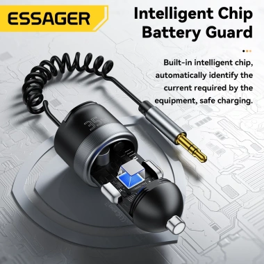 Essager Bộ sạc xe hơi USB-A + Type-C Bluetooth không dây 5.3 Micrô tích hợp - 261.580₫ 5
