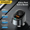 Essager L 120W - Bật lửa thuốc lá + USB & Type-C, sạc nhanh xe hơi 12-24V 3